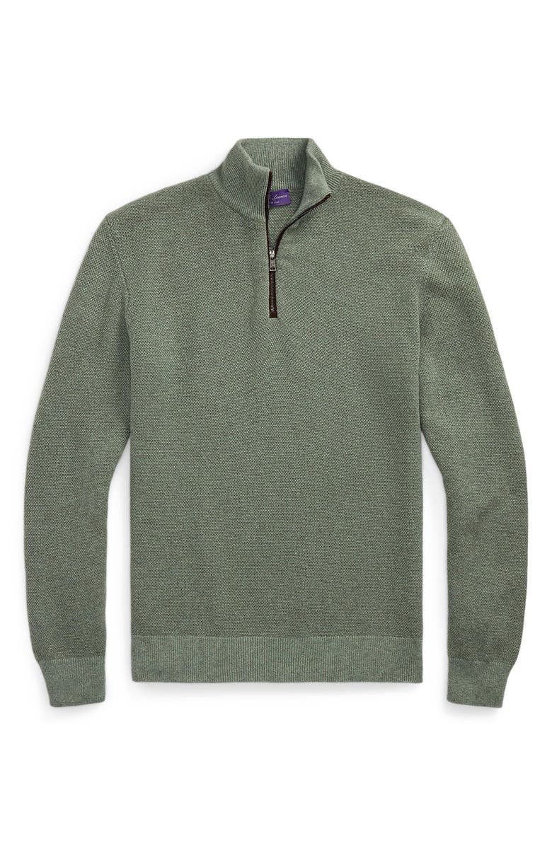 Ralph Lauren Purple Label Bird's Eye Cashmere Half Zip Sweater, Alternate, color, Lovett Multi
