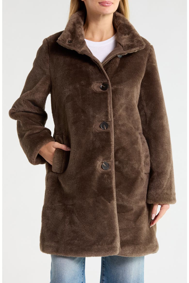 Faux Fur Stand Collar Jacket, Main, color, MINK