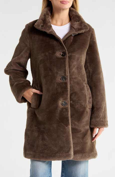 Faux Fur Stand Collar Jacket