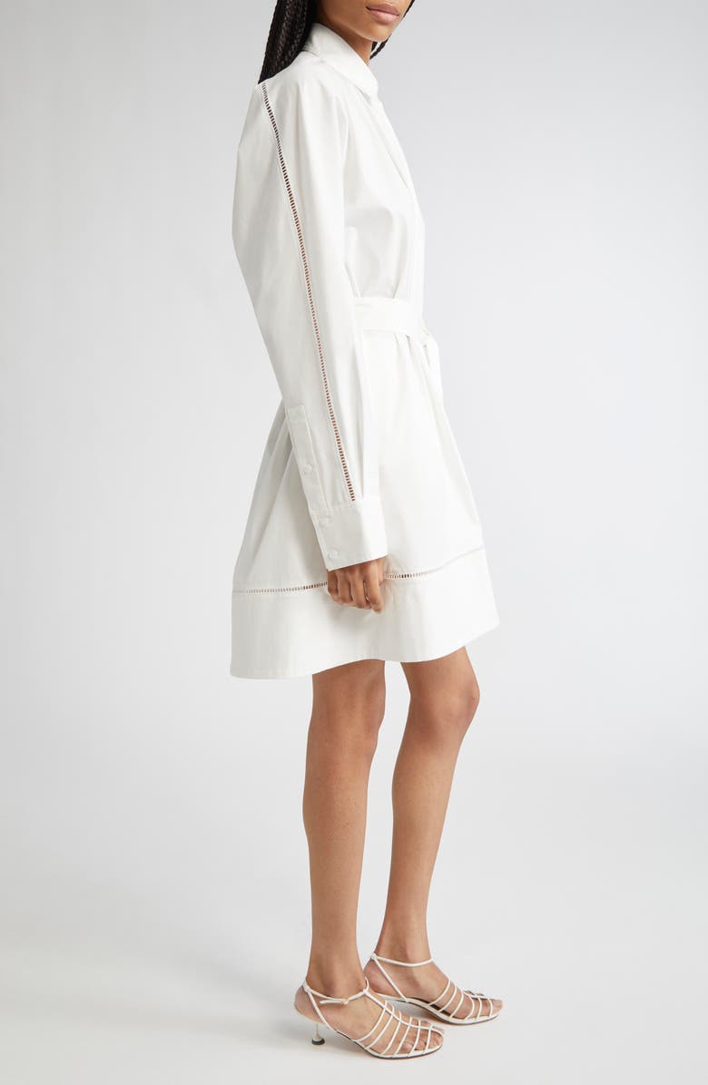 Proenza Schouler Sammy Long Sleeve Belted Stretch Cotton Poplin Shirtdress, Alternate, color, White