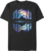 Lost Gods Men's Geometric Northern Lights Short Sleeve Graphic T-Shirt