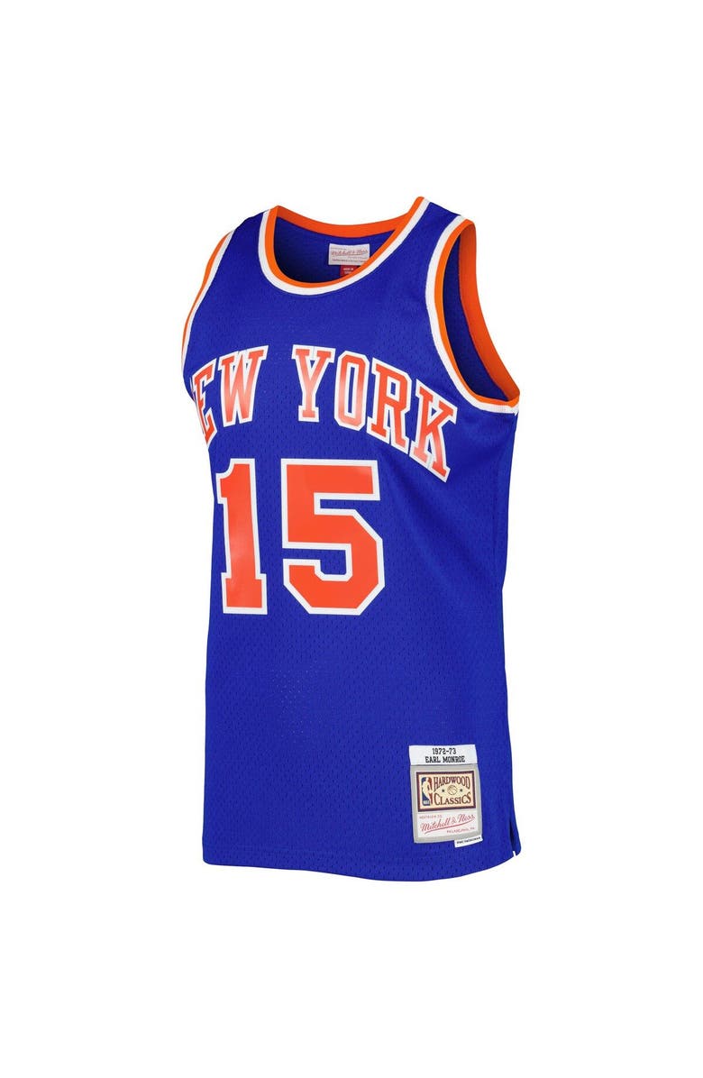 Mitchell & Ness Men's Mitchell & Ness Earl Monroe Blue New York Knicks Hardwood Classics 1972-73 Swingman Jersey, Alternate, color, 
