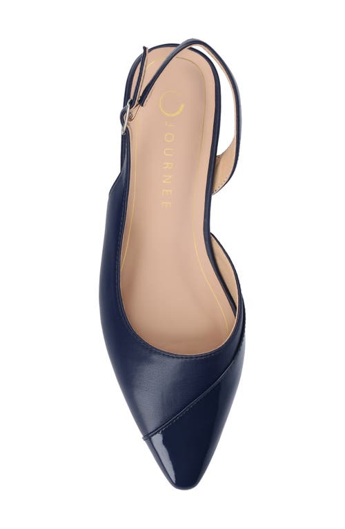 Shop Journee Collection Daphnne Cap Toe Slingback Flat In Navy