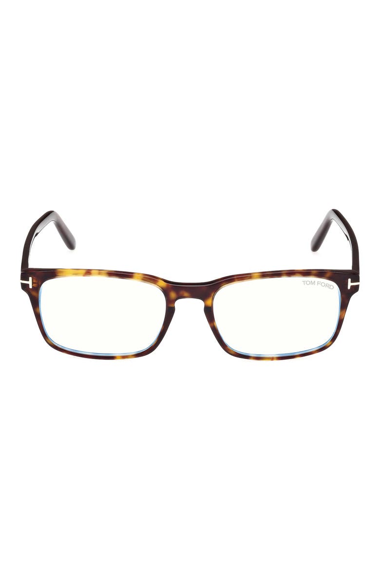 54mm Rectangular Blue Light Blocking Glasses, Main, color, HAVANA ECO / T LOGO