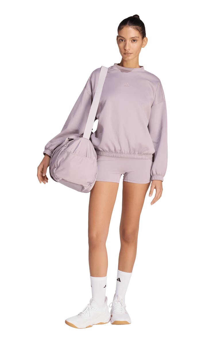 adidas Motion Yoga Essentials Cover-Up Sweatshirt, Alternate, color, Preloved Fig