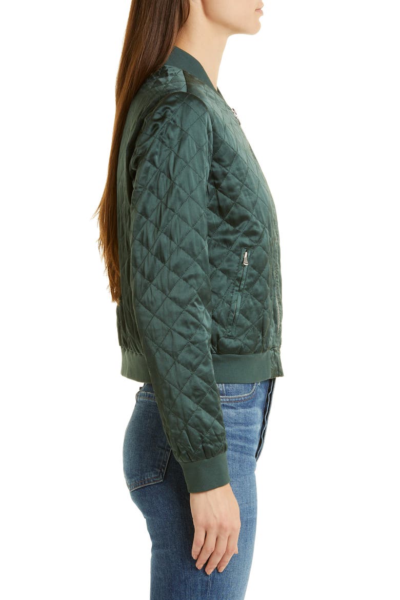 The Dierdre Quilted Silk Bomber Jacket, Alternate, color, HUNTER