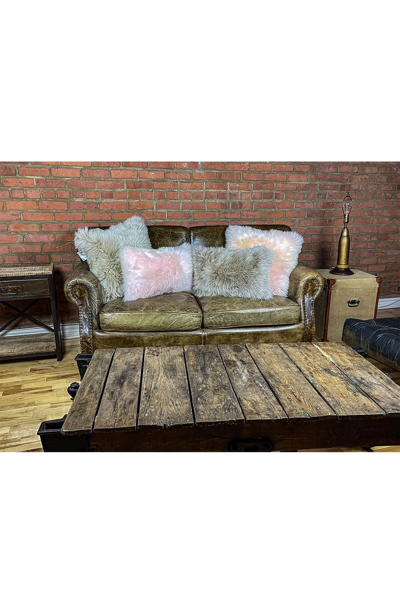 NATURAL New Zealand Genuine Sheepskin Pillow - 12" X 20" - Taupe - Set of 2, Alternate, color, Taupe