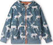 Hatley Kids' Staggered Elks Fleece Zip-Up Hoodie