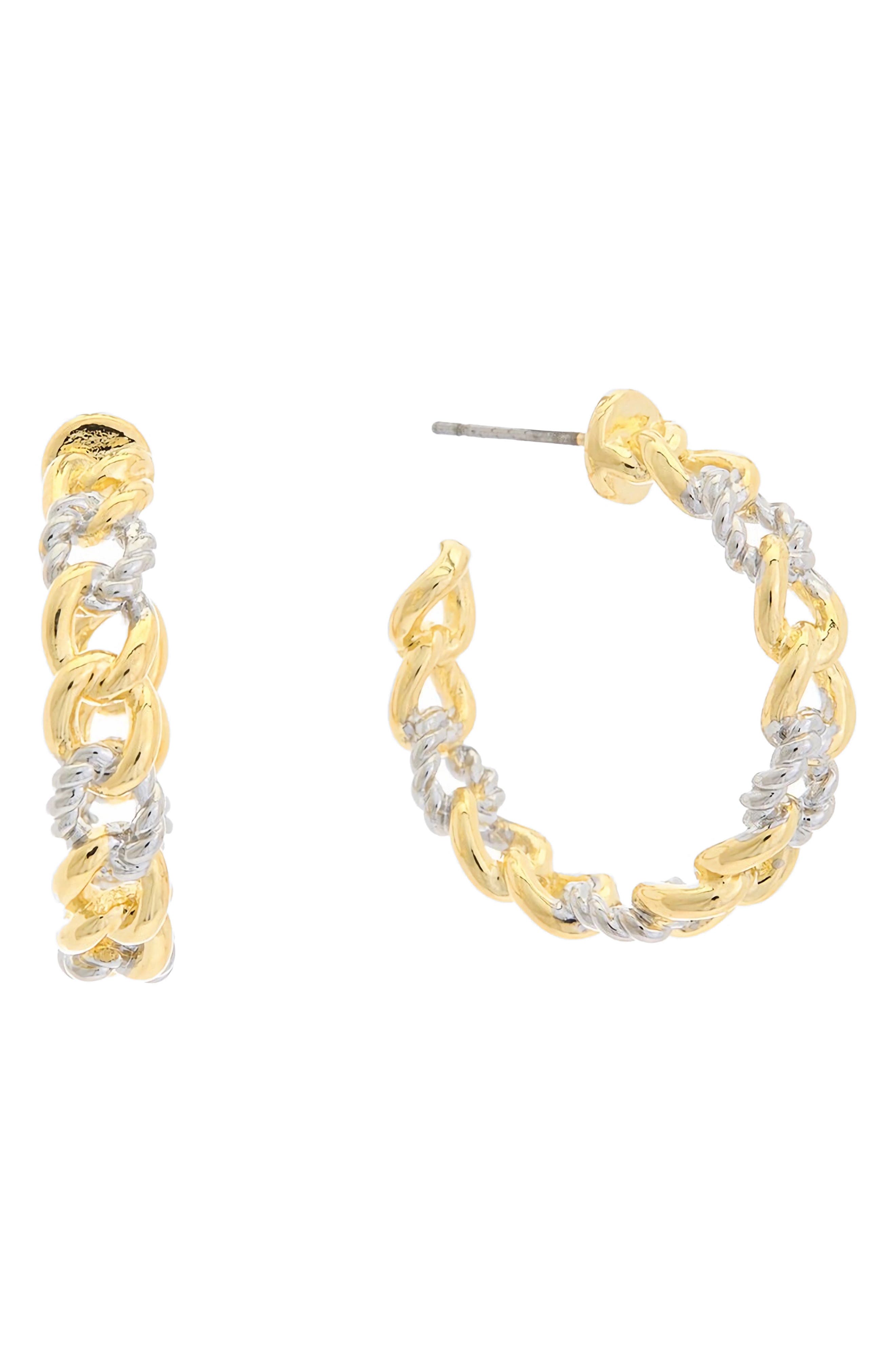 Juvell Two-Tone Chain Hoop Earrings
