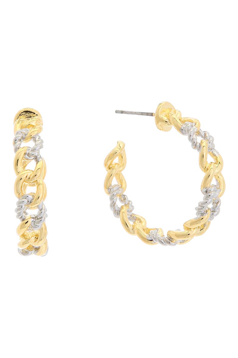 Two-Tone Chain Hoop Earrings, Main, color, TWO TONE