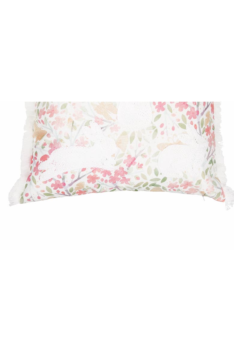 Spring Silhouette Easter Bunnies Rabbits Accent Throw Pillow, 18" x 18", Alternate, color, Pink
