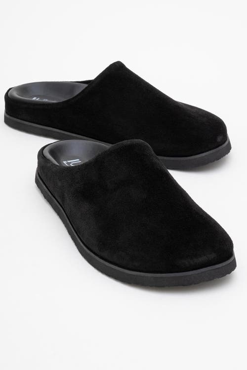 Forever & Always Shoes Space Suede Leather Slide Sandal In Black