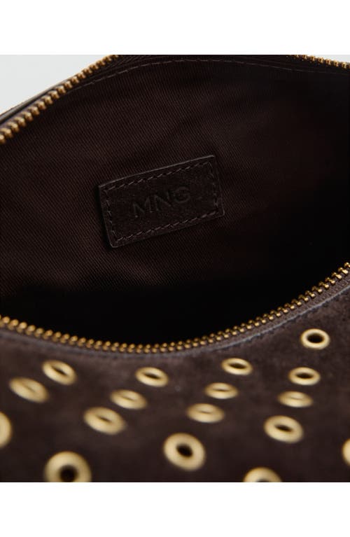 Mango Suede Eyelet Shoulder Bag In Brown