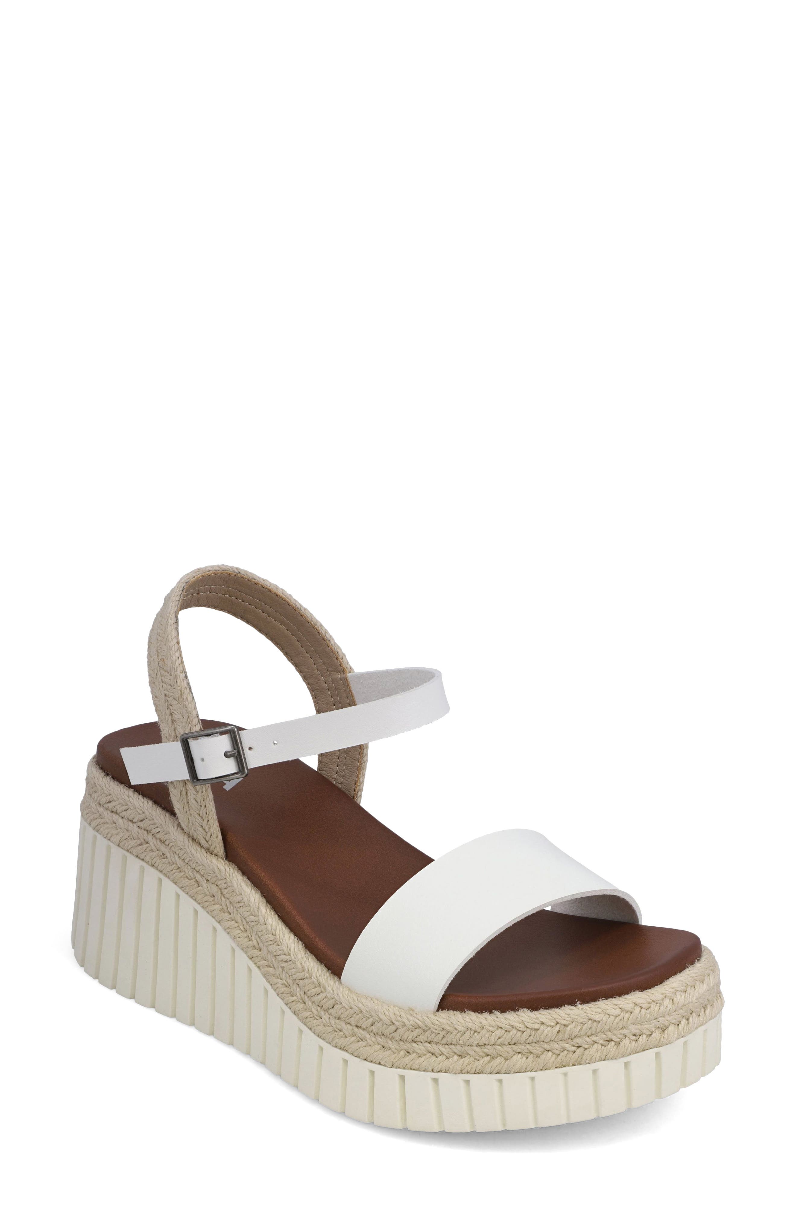 MIA Yanis Ankle Strap Platform Wedge Sandal, Main, color, White