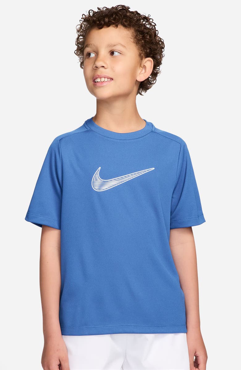 Nike Kids' Dri-FIT Swoosh Graphic T-Shirt, Main, color, University Blue/ White
