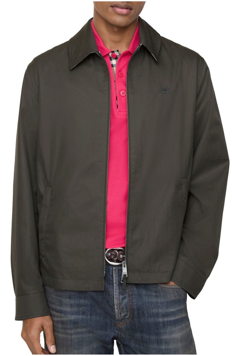 Burberry Tropical Gabardine Bloomsbury Harrington Jacket, Main, color, Graphite Grey