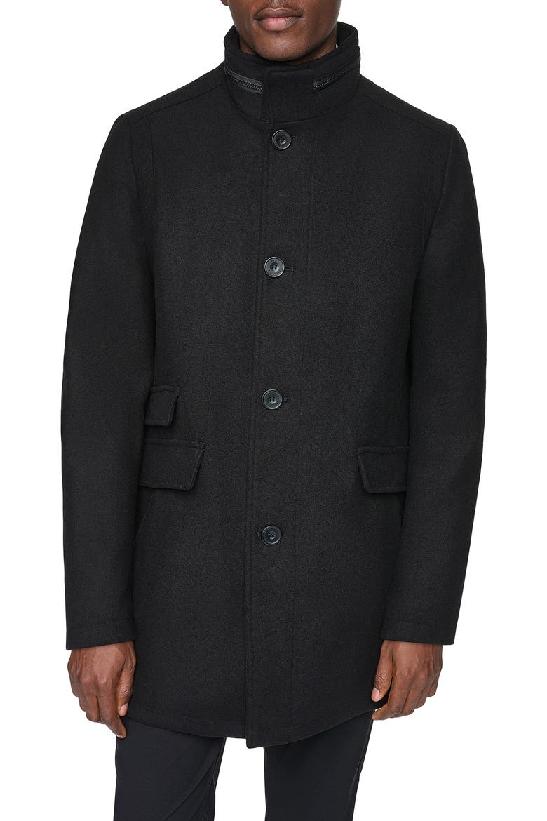 Melton Walker Coat, Main, color, BLACK