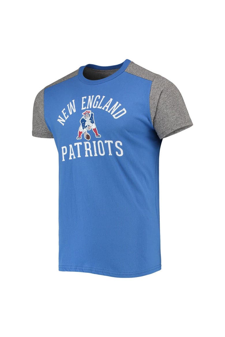Men's Majestic Threads Royal/Heathered Gray New England Patriots Gridiron Classics Field Goal Slub T-Shirt, Alternate, color, Royal