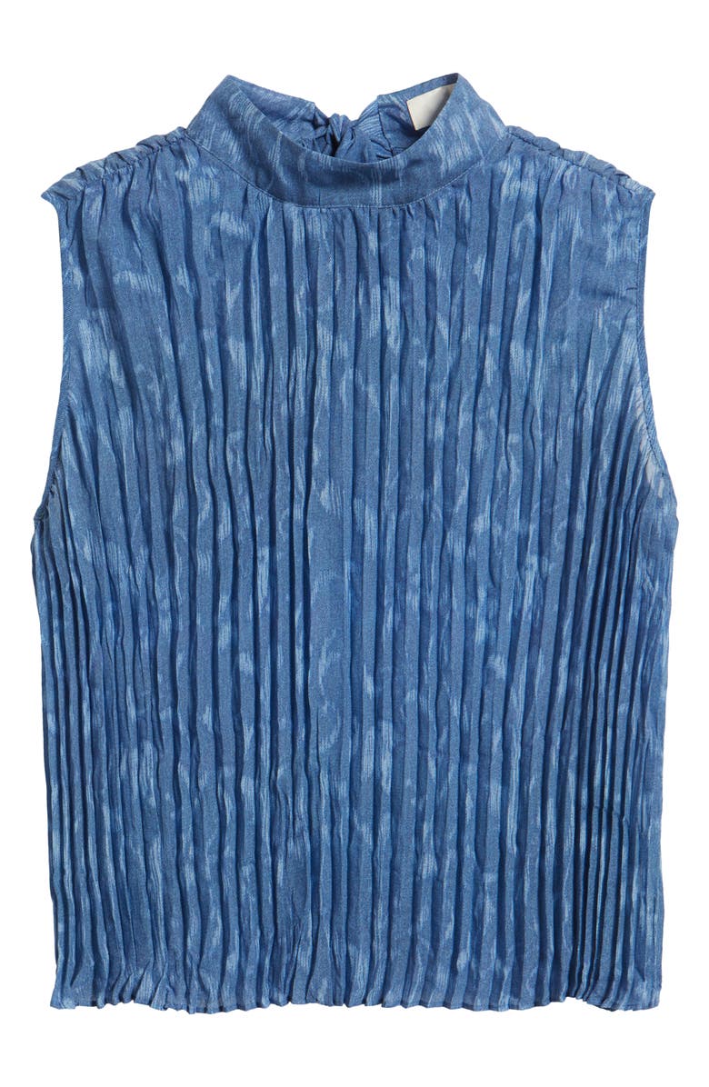 Cloth & Stone Pleated Denim Sleeveless Top, Alternate, color, Indigo Ikat Floral
