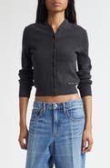 Alexander Wang Continuous Placket Crop Wool Blend Cardigan