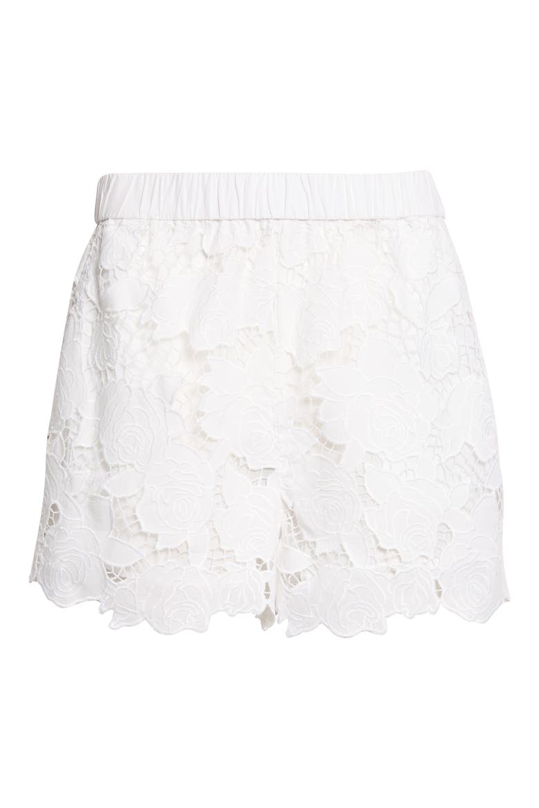 Laina Floral Lace Cotton Shorts, Alternate, color, IVORY