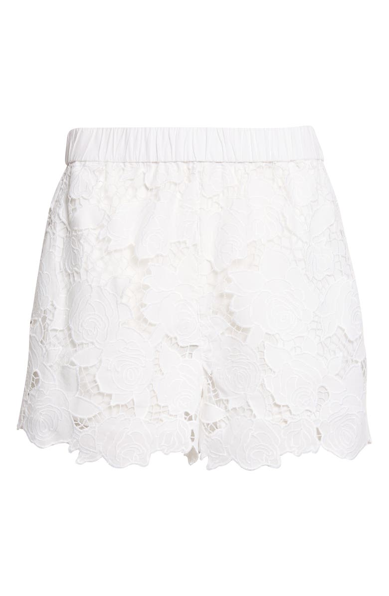 L'AGENCE Laina Floral Lace Cotton Shorts, Alternate, color, Ivory