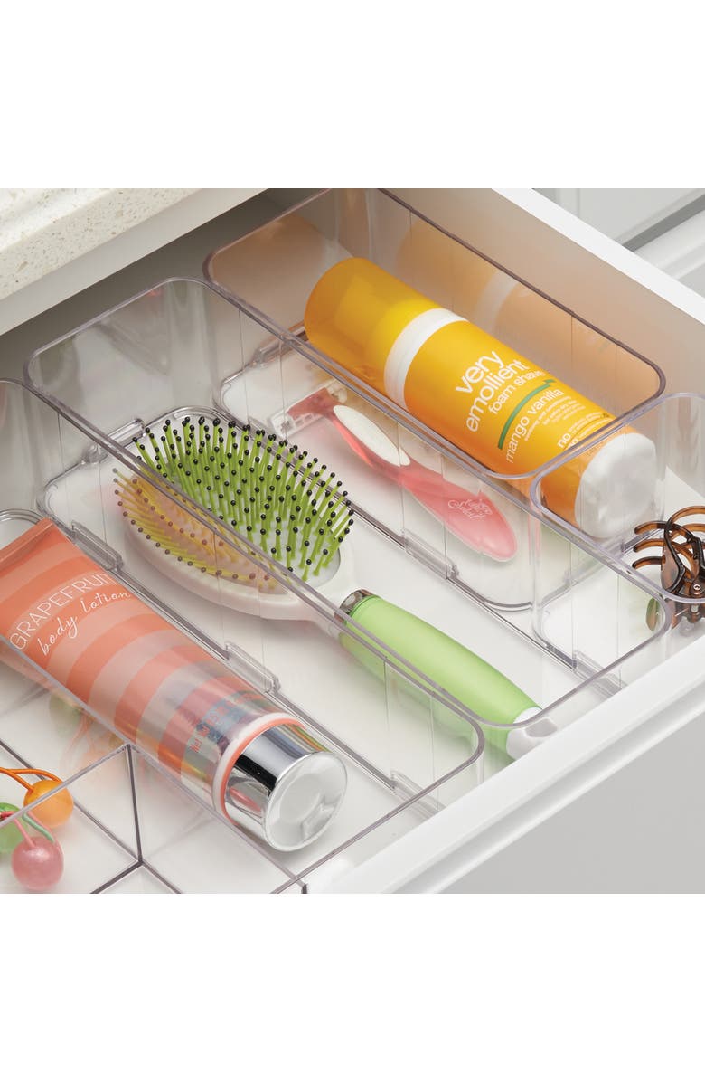 iDesign Interlocking Makeup Drawer Organizer, Clear Plastic Bins for Bathroom Vanity, Dresser, or Desk, 3-Pack, Alternate, color, Clear
