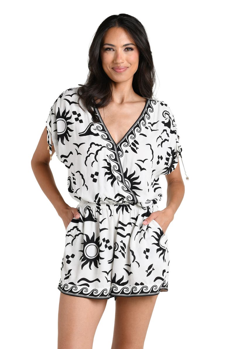 La Blanca Waves Rio Cover-Up Romper, Alternate, color, 