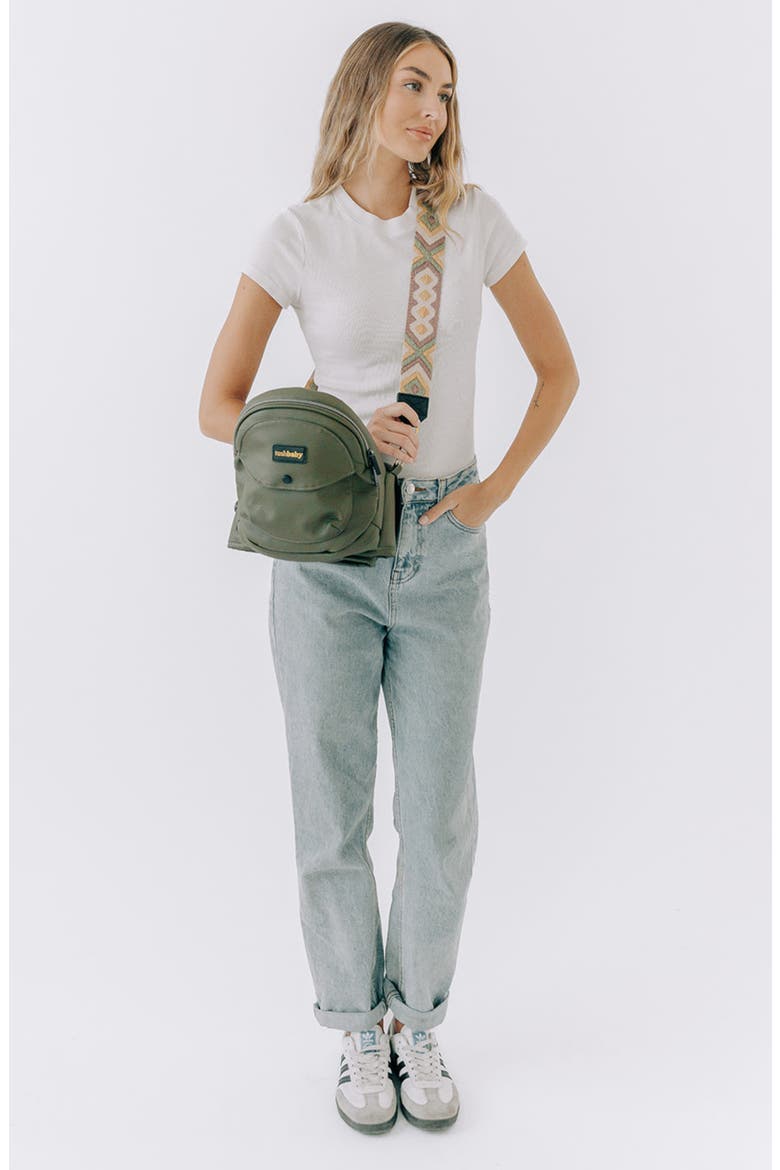 Hip Seat Carrier + Crossbody Strap Set, Alternate, color, OLIVE/ EMBROIDERED PINK