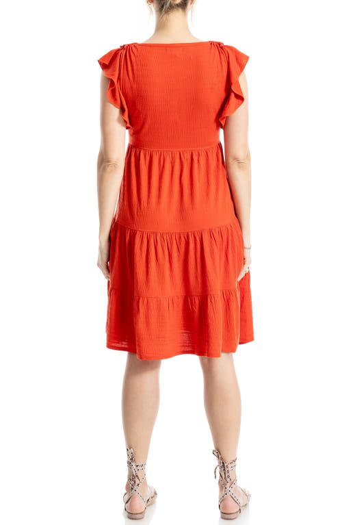 Max Studio Ruffle Cap Sleeve Tiered Jersey Babydoll Dress