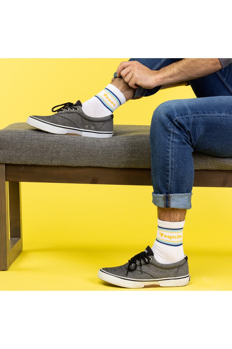 Tacos/Tequila Socks Cotton White, Alternate, color, White