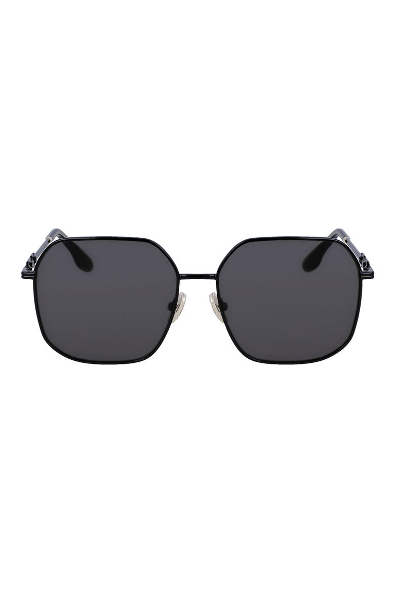 58mm Square Sunglasses, Main, color, BLACK