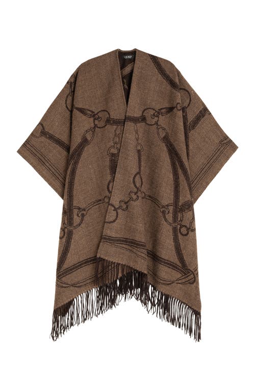 Lauren Ralplh Lauren Equestrian Jacquard Oversized Ruana In Brown