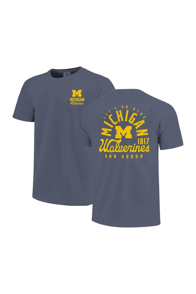 Youth Navy Michigan Wolverines Comfort Colors Mascot Overlay T-Shirt, Main, color, Navy