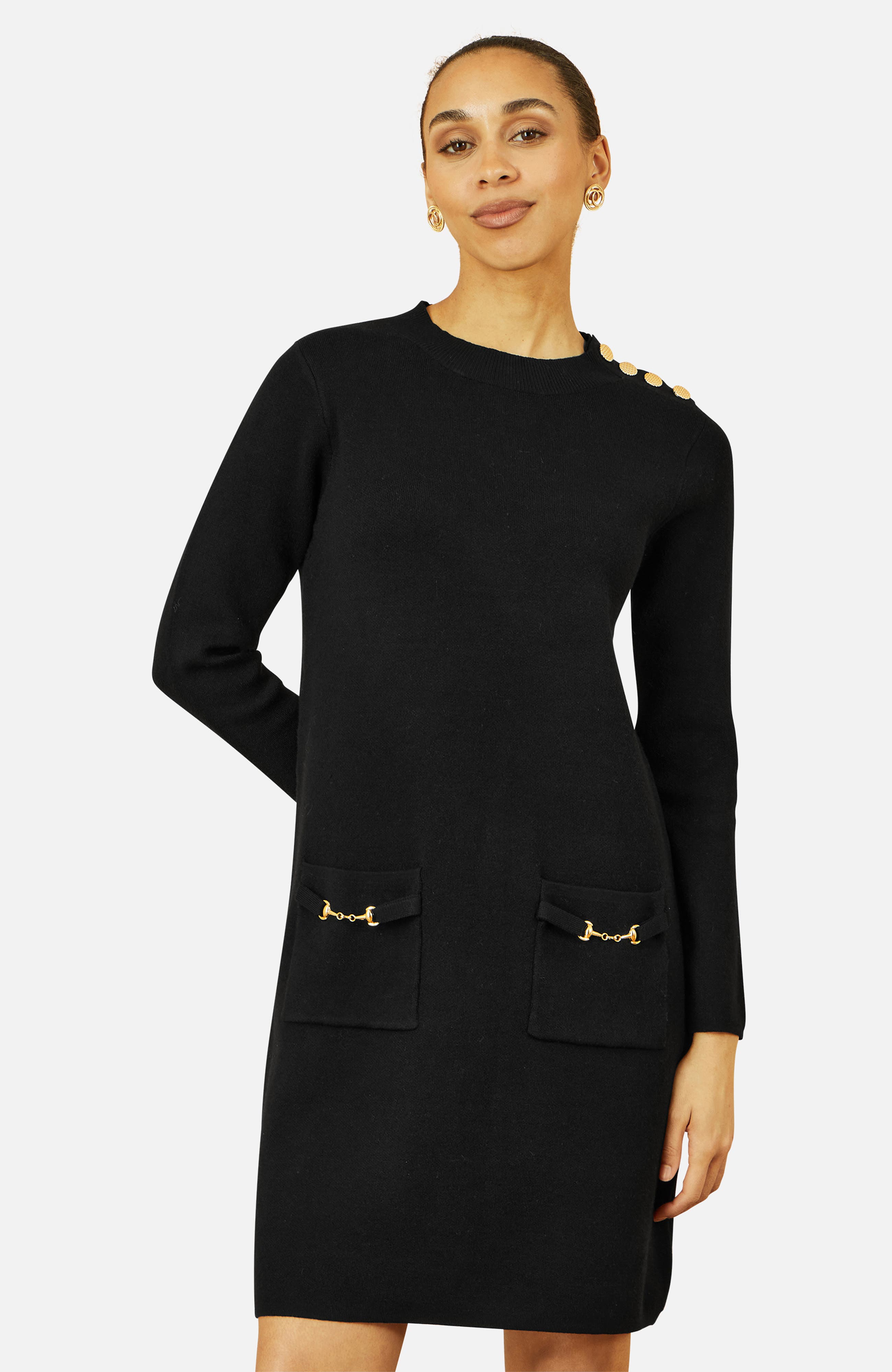 tunic sweater dress Graphic with Hood Mock neck Eve Tunic Sweater Dress -