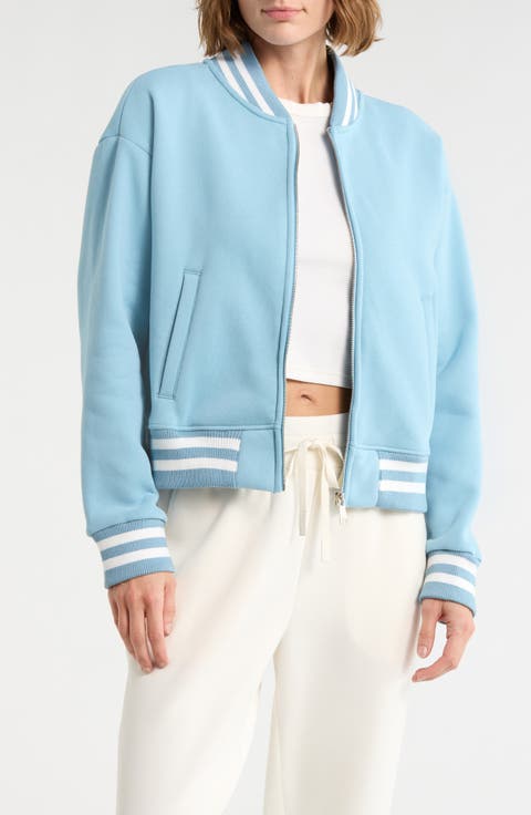 Silicone Varsity Stripe Fleece Zip Jacket