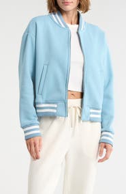 90 DEGREE BY REFLEX Silicone Varsity Stripe Fleece Zip Jacket