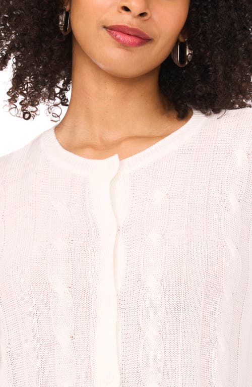 Halogen ® Short Sleeve Cable Knit Cardigan In White
