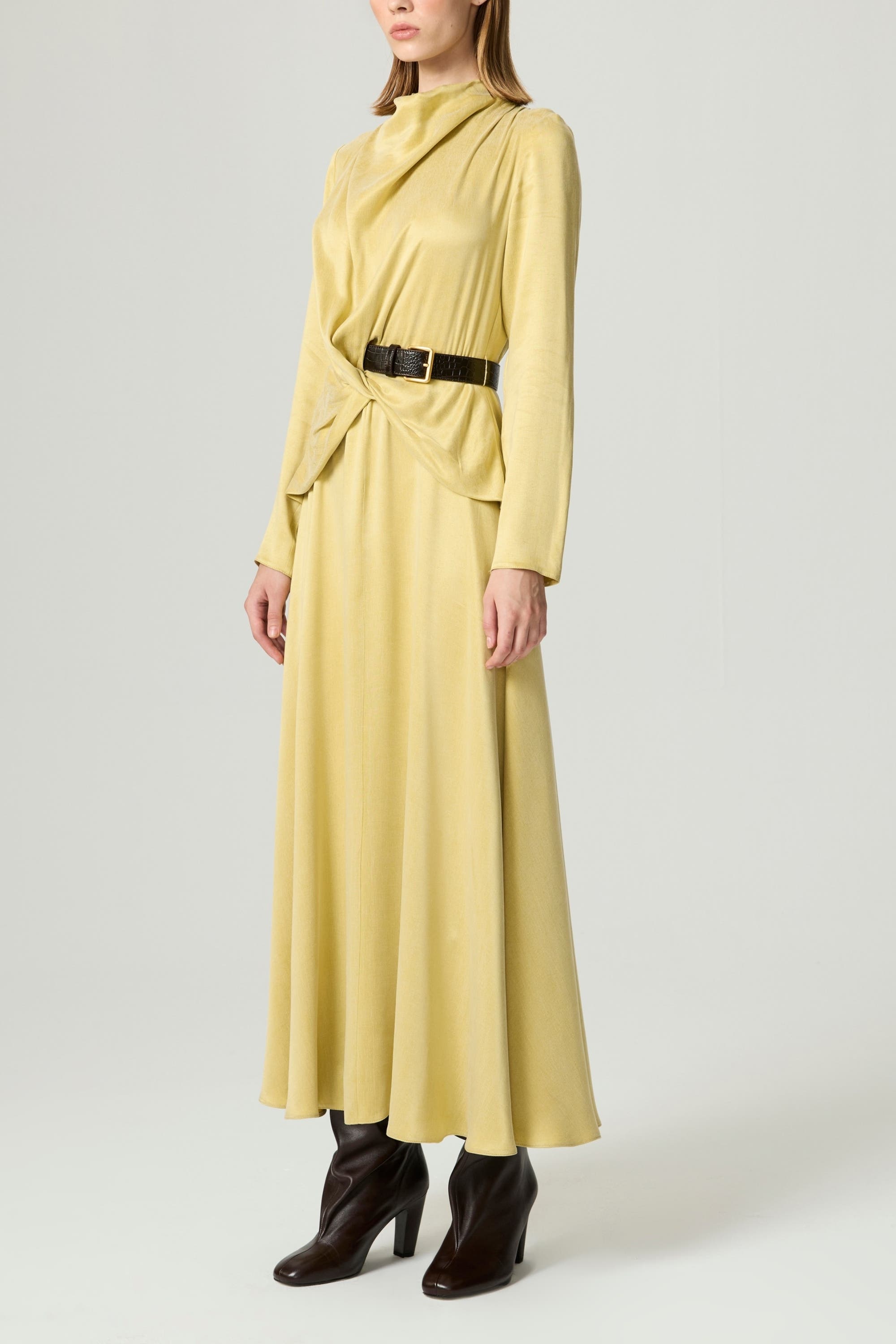 Draped Belted Long-Sleeve Maxi Dress - image 2