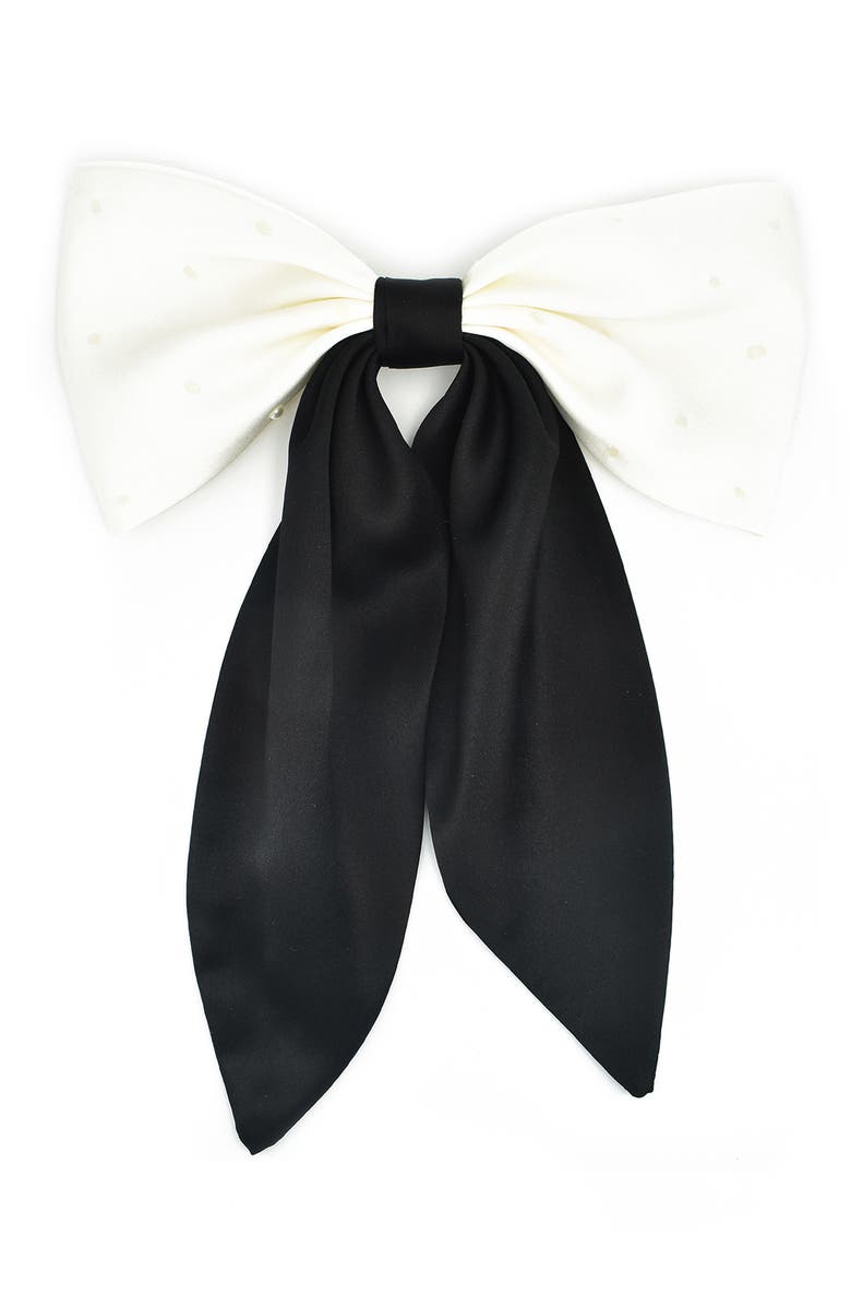 Shashi Rebelle Satin Hair Bow, Main, color,