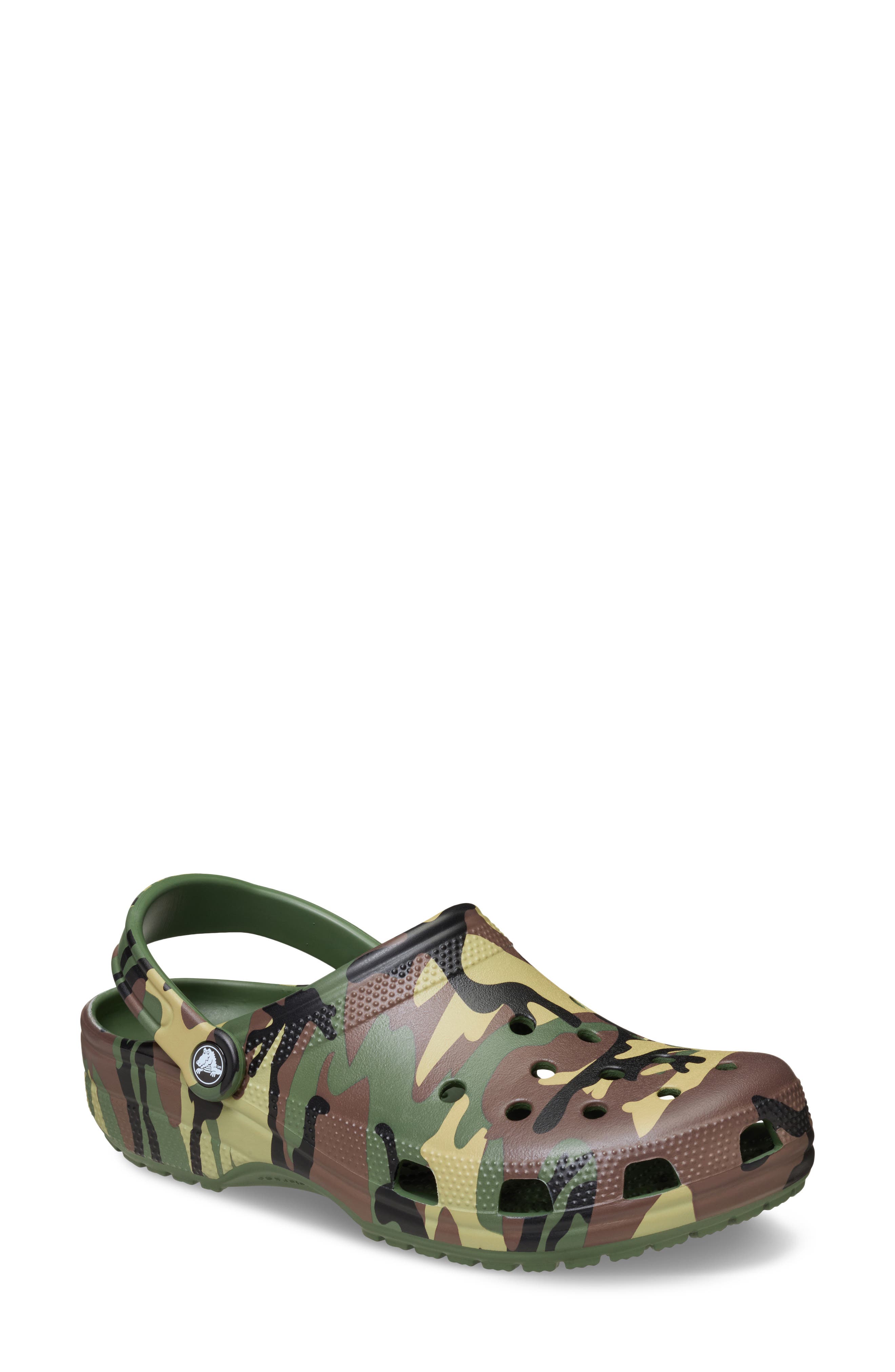 CROCS Classic Camo Print Clog, Main, color, Army Green Multi
