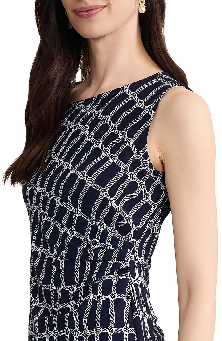 Jones New York Side Pleat Top, Alternate, color, Pacific Navy/ Natural White