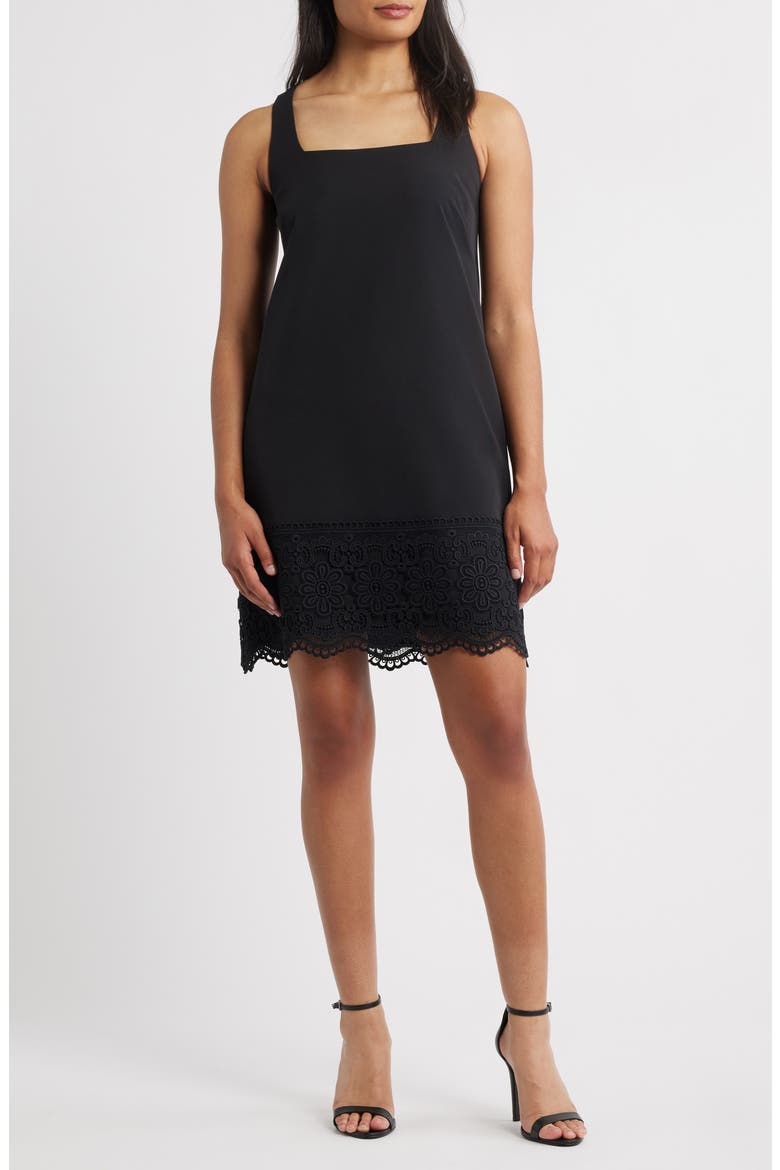 Square Neck Lace Trim Minidress, Main, color, ANNE BLACK