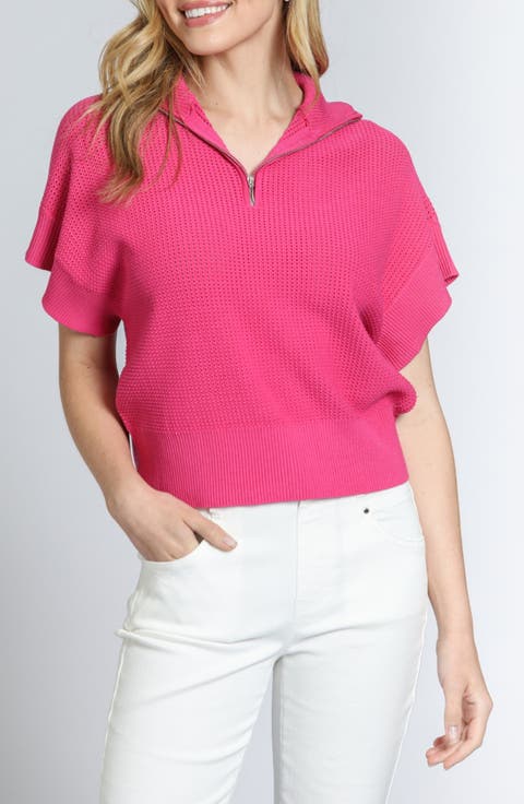 Open Stitch Quarter Zip Sweater