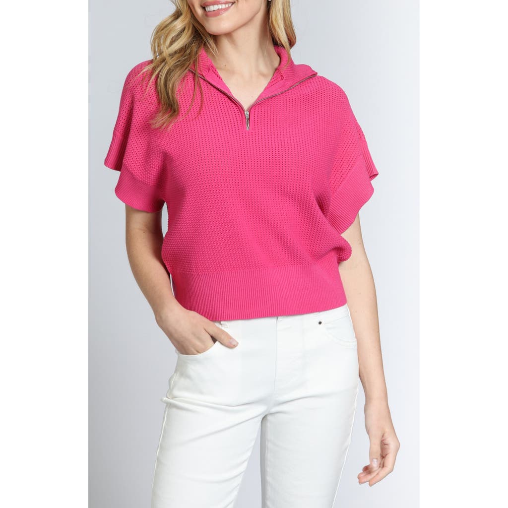 Apny Open Stitch Quarter Zip Sweater In Pink