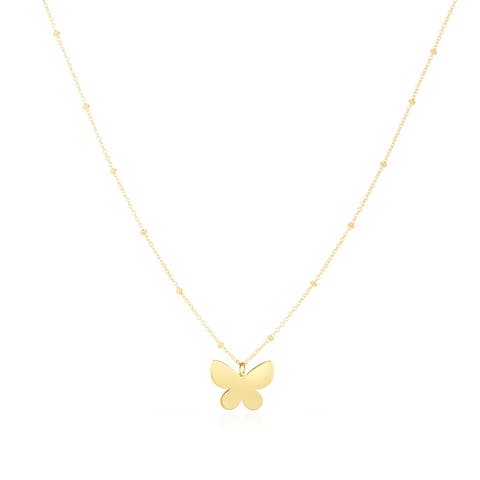 Gold Single Butterfly Bead Necklace