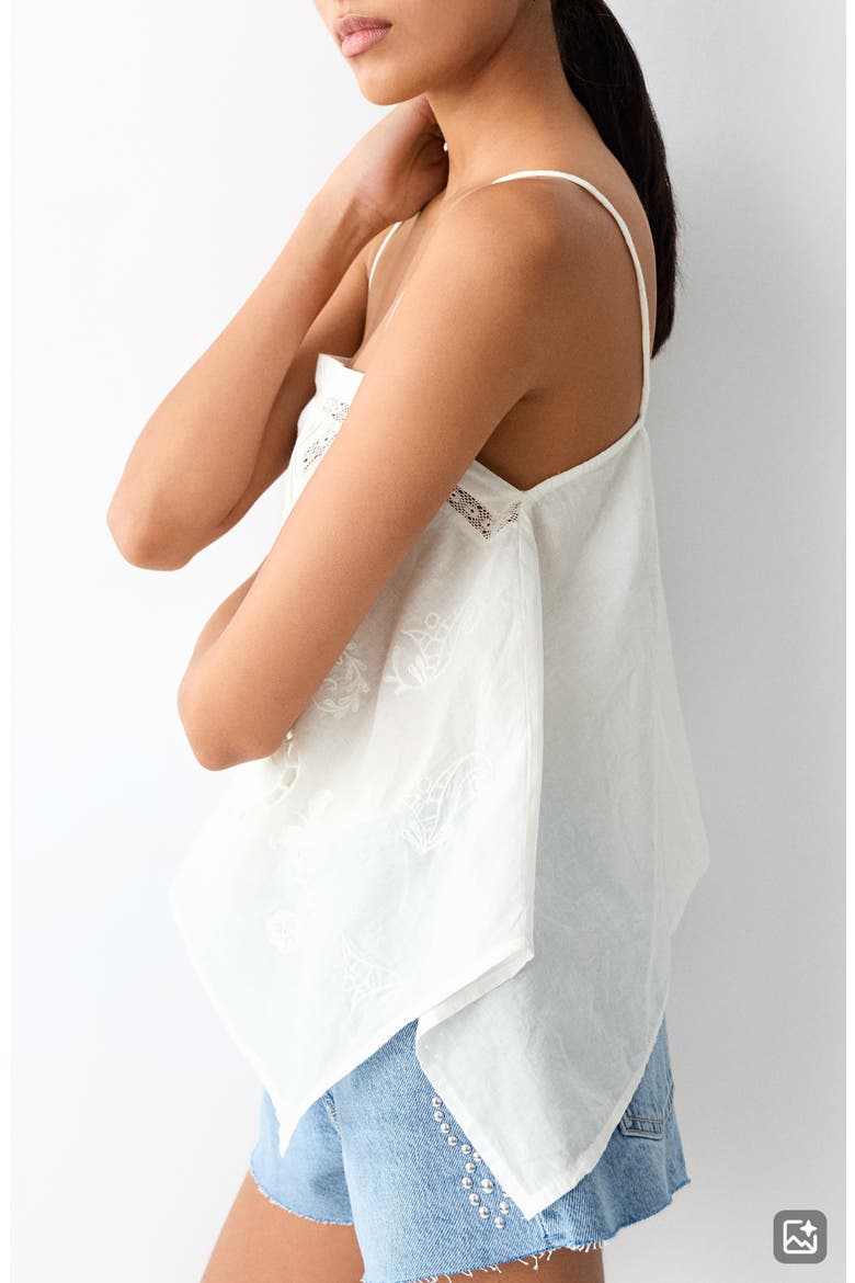 Floral Embroidered Lace Inset Top, Alternate, color, OFF WHITE