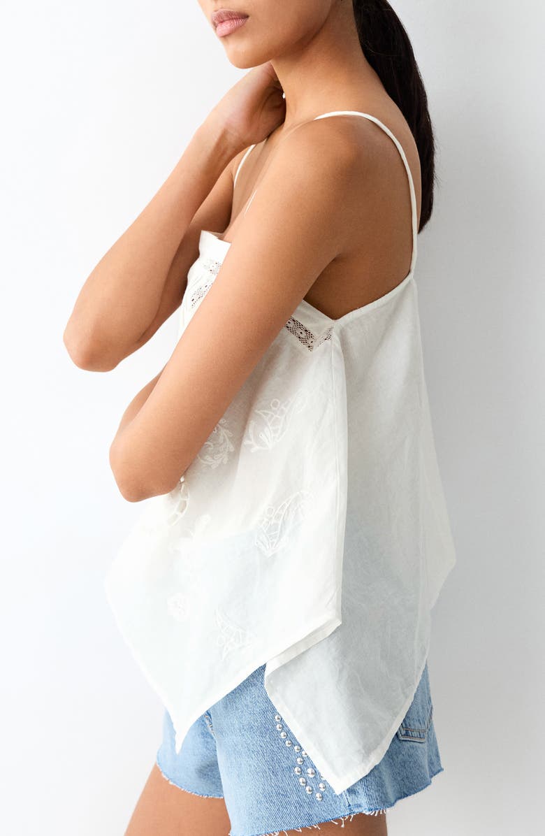 MANGO TEEN <p>Floral Embroidered Lace Inset Top</p>, Alternate, color, Off White