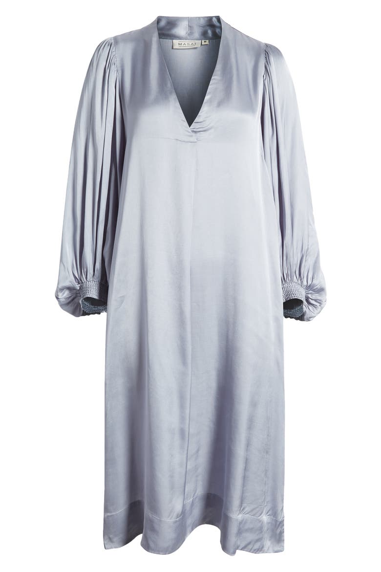 Nalo Long Sleeve Satin Shift Dress, Alternate, color, ASHLEY BLUE