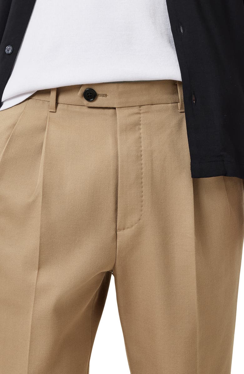 AllSaints Tallis Pleated Cuff Hem Cotton & Wool Blend Pants, Alternate, color, Corn Brown